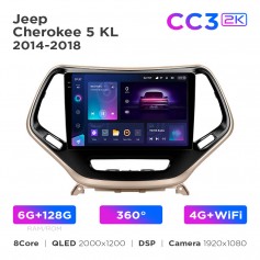 Штатна магнітола Teyes CC3 2k 6+128 Gb 360° Jeep Cherokee 5 KL 2014-2018 10"