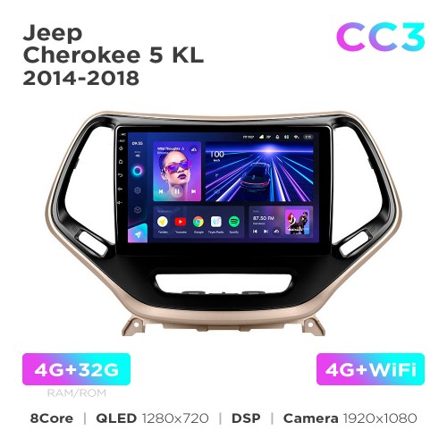 Штатная магнитола Teyes CC3 4+32 Gb Jeep Cherokee 5 KL 2014-2018 10"