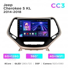 Штатна магнітола Teyes CC3 6+128 Gb 360° Jeep Cherokee 5 KL 2014-2018 10"