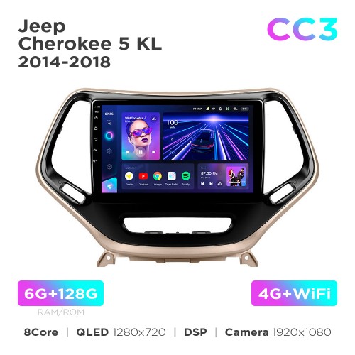 Штатная магнитола Teyes CC3 6+128 Gb Jeep Cherokee 5 KL 2014-2018 10"