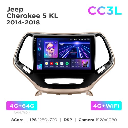 Штатная магнитола Teyes CC3L 4+64 Gb Jeep Cherokee 5 KL 2014-2018 10"