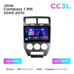 Штатная магнитола Teyes CC3L 4+64 Gb Jeep Compass 1 MK 2006-2010 10"