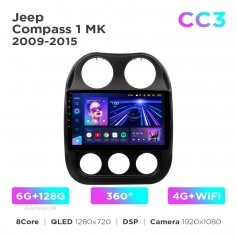 Штатна магнітола Teyes CC3 6+128 Gb 360° Jeep Compass 1 MK 2009-2015 10"