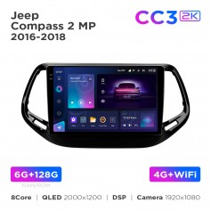 Штатна магнітола Teyes CC3 2k 6+128 Gb Jeep Compass 2 MP 2016-2018 10"