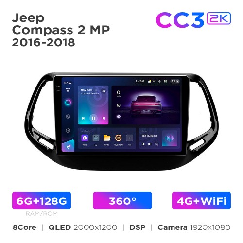 Штатна магнітола Teyes CC3 2k 6+128 Gb 360° Jeep Compass 2 MP 2016-2018 10