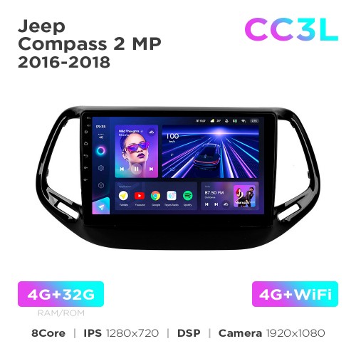 Штатная магнитола для Jeep Compass 2 MP 2016-2018 Teyes CC3L 4+32 Gb 10"