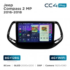 Штатная магнитола Teyes CC4 Pro 2k 8+128 Gb Jeep Compass 2 MP 2016-2018 10"