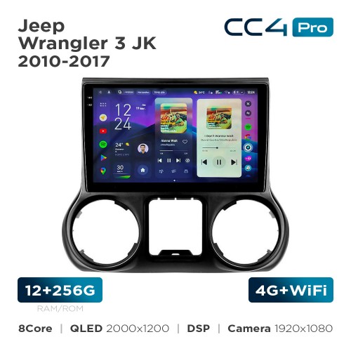 Штатна магнітола Teyes CC4 Pro 2k 12+256 Gb Jeep Wrangler 3 JK 2010-2017 (L14) 10"