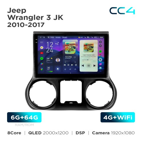 Штатна магнітола Teyes CC4 2k 6+64 Gb Jeep Wrangler 3 JK 2010-2017 (L15) 10"