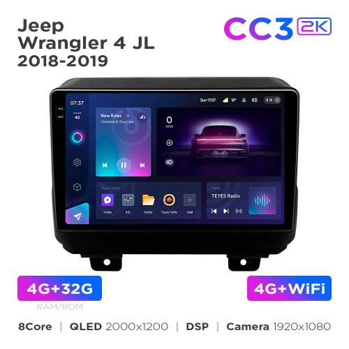 Штатная магнитола Teyes CC3 2k 4+32 Gb Jeep Wrangler 4 JL 2018-2019 9"