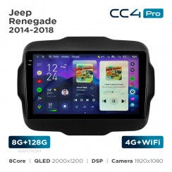 Штатная магнитола Teyes CC4 Pro 2k 8+128 Gb Jeep Renegade 2014-2018 9"