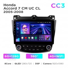 Штатна магнітола Teyes CC3 6+128 Gb 360° Honda Accord 7 CM UC CL 2005-2008 10"