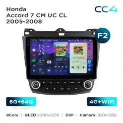 Штатна магнітола Teyes CC4 2k 6+64 Gb Honda Accord 7 CM UC CL 2002-2008 10"