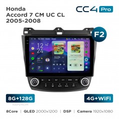 Штатная магнитола Teyes CC4 Pro 2k 8+128 Gb Honda Accord 7 CM UC CL 2002-2008 10"
