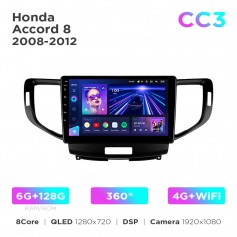 Штатная магнитола Teyes CC3 6+128 Gb 360° Honda Accord 8 2008-2012 9"