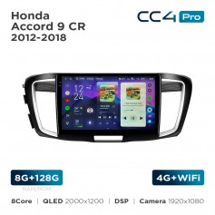 Штатная магнитола Teyes CC4 Pro 2k 8+128 Gb Honda Accord 9 CR 2012-2018 10"