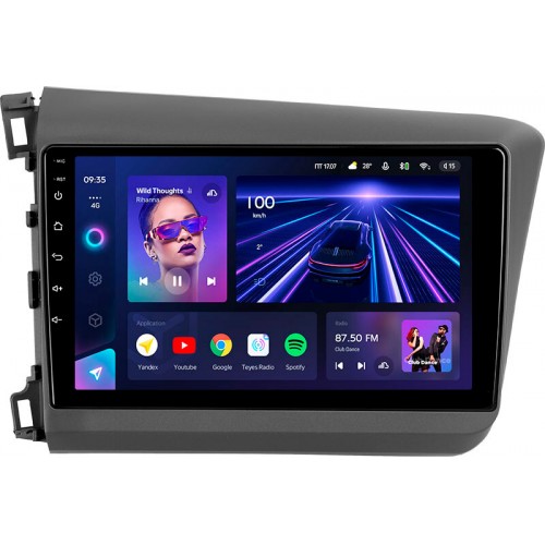Штатна магнітола Teyes CC3L 4+64 Gb Honda Civic 9 FB FK FD 2011-2015 9"