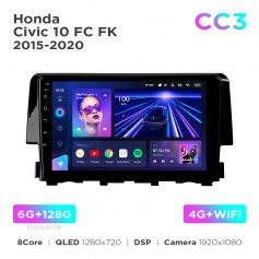 Штатна магнітола Teyes CC3 6+128 Gb Honda Civic 10 FC FK 2015-2020 9