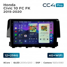 Штатна магнітола Teyes CC4 Pro 2k 12+256 Gb Honda Civic 10 FC FK 2015-2020 9"