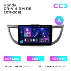 Штатная магнитола Teyes CC3 6+128 Gb 360° Honda CR-V 4 RM RE 2011-2018 (A) 10"