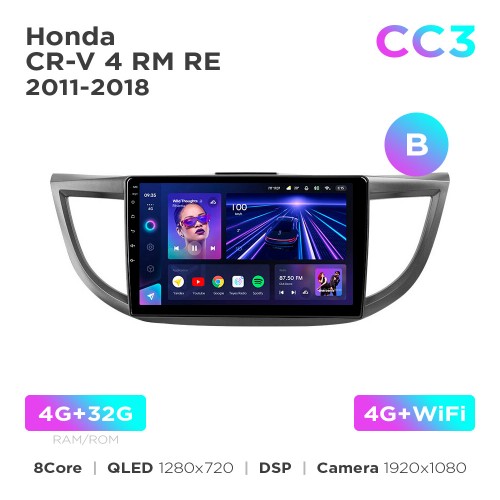 Штатная магнитола Teyes CC3 4+32 Gb Honda CR-V 4 RM RE 2011-2018 (B) 10"