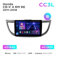 Штатная магнитола Teyes CC3L 4+64 Gb Honda CR-V 4 RM RE 2011-2018 (B) 10"