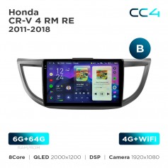 Штатна магнітола Teyes CC4 2k 6+64 Gb Honda CR-V 4 RM RE 2011-2018 (B) 10"