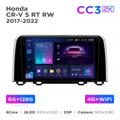 Штатная магнитола Teyes CC3 2k 6+128 Gb Honda CR-V 5 RT RW 2017-2022 9"