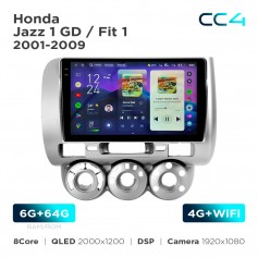 Штатна магнітола Teyes CC4 2k 6+64 Gb Honda Jazz 1 GD / Fit 1 2001-2009 9"