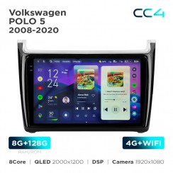 Штатна магнітола Teyes CC4 2k 8+128 Gb Volkswagen POLO 5 2008-2020 (F1) 9"