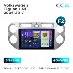 Штатна магнітола Teyes CC4 2k 6+64 Gb Volkswagen Tiguan 1 NF 2006-2017 (F2) 9"