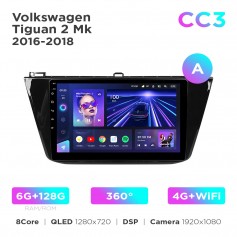 Штатна магнітола Teyes CC3 6+128 Gb 360° Volkswagen Tiguan 2 Mk 2016-2018 (A) 10"