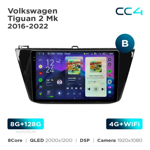 Штатна магнітола Teyes CC4 2k 8+128 Gb Volkswagen Tiguan 2 Mk 2016-2022 (B) 10"