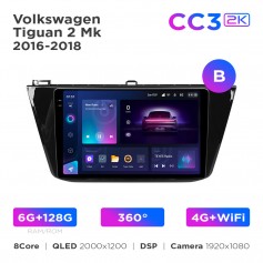 Штатна магнітола Teyes CC3 2k 6+128 Gb 360° Volkswagen Tiguan 2 Mk 2016-2018 (B) 10"