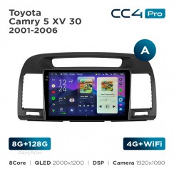 Штатная магнитола Teyes CC4 Pro 2k 8+128 Gb Toyota Camry 5 XV 30 2001-2006 (A) 9"