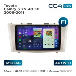 Штатная магнитола Teyes CC4 Pro 2k 12+256 Gb Toyota Camry 6 XV 40 50 2006-2011 (F1) 9"