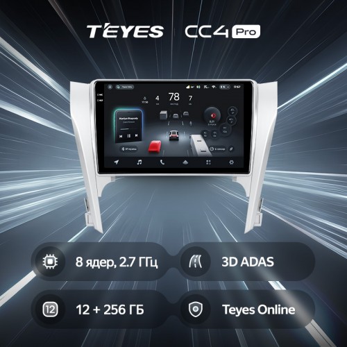 Штатная магнитола Teyes CC4 Pro 2k 12+256 Gb Toyota Camry 7 XV 50 55 2011-2014 (B) 10"