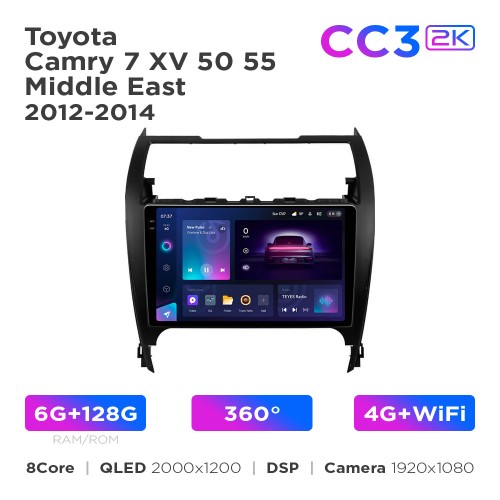 Штатна магнітола Teyes CC3 2k 6+128 Gb 360° Toyota Camry 7 XV 50 55 Middle East 2012-2014 10"