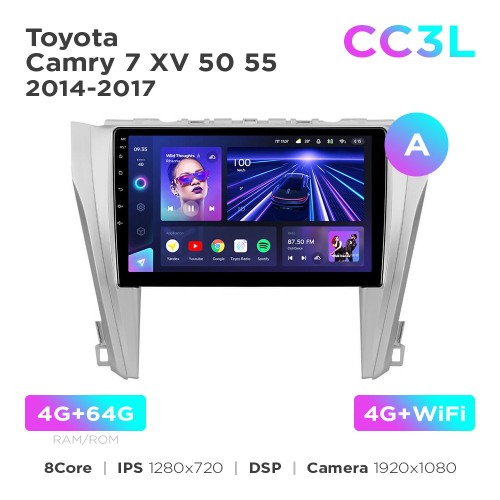 Штатная магнитола Teyes CC3L 4+64 Gb Toyota Camry 7 XV 50 55 2014-2017 (A) 10"