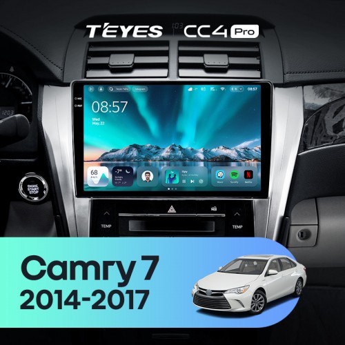 Штатная магнитола Teyes CC4 Pro 2k 12+256 Gb Toyota Camry 7 XV 50 55 2014-2017 (A) 10"
