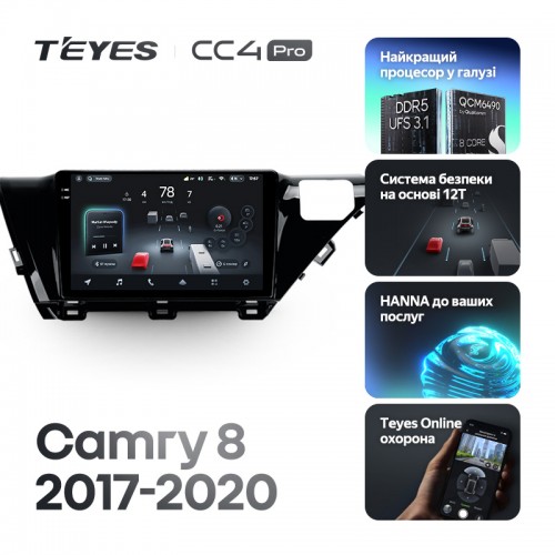 Штатная магнитола Teyes CC4 Pro 2k 8+128 Gb Toyota Camry 8 XV 70 2017-2020 10"