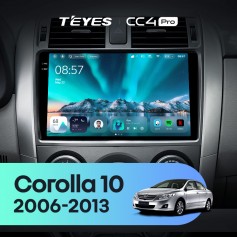 Штатная магнитола Teyes CC4 Pro 2k 8+128 Gb Toyota Corolla 10 E140 E150 2006-2013 (B) 9"