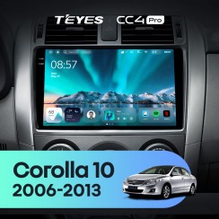Штатная магнитола Teyes CC4 Pro 2k 8+128 Gb Toyota Corolla 10 E140 E150 2006-2013 (B) 9"