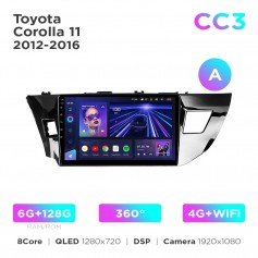 Штатная магнитола Teyes CC3 6+128 Gb 360° Toyota Corolla 11 2012-2016 (A) 10"