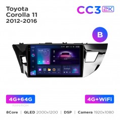 Штатна магнітола Teyes CC3 2k 4+64 Gb Toyota Corolla 11 2012-2016 (B) 10"