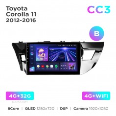 Штатная магнитола Teyes CC3 4+32 Gb Toyota Corolla 11 2012-2016 (B) 10"