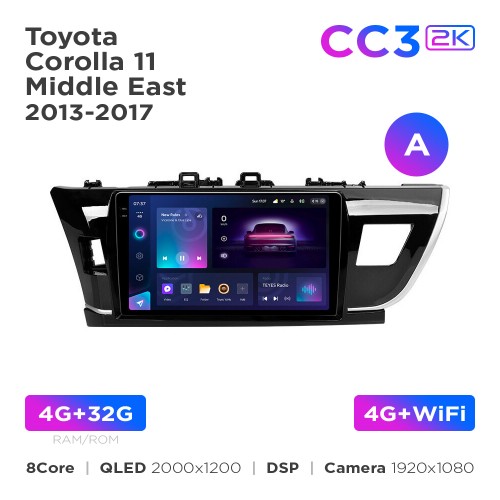 Штатна магнітола Teyes CC3 2k 4+32 Gb Toyota Corolla 11 Middle East 2013-2017 (A) 10"