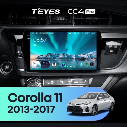 Штатна магнітола Teyes CC4 Pro 2k 12+256 Gb Toyota Corolla 11 Middle East 2013-2017 (A) 10"