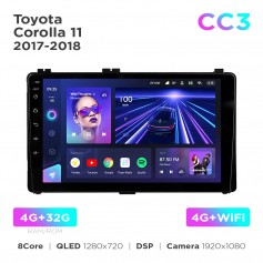 Штатная магнитола Teyes CC3 4+32 Gb Toyota Corolla 11 2017-2018 10"