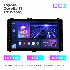 Штатная магнитола Teyes CC3 6+128 Gb 360° Toyota Corolla 11 2017-2018 10"